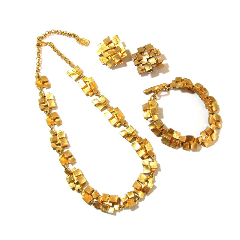 法国 Once Upon a Time 复古项链 手链 耳环 三件组 - 项链 - 其他金属 金色