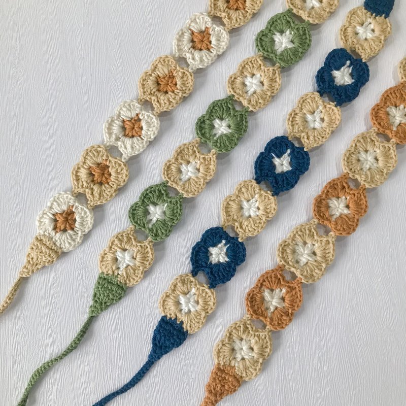 【花砖发带 】手工钩织发带 - 发带/发箍 - 棉．麻 多色