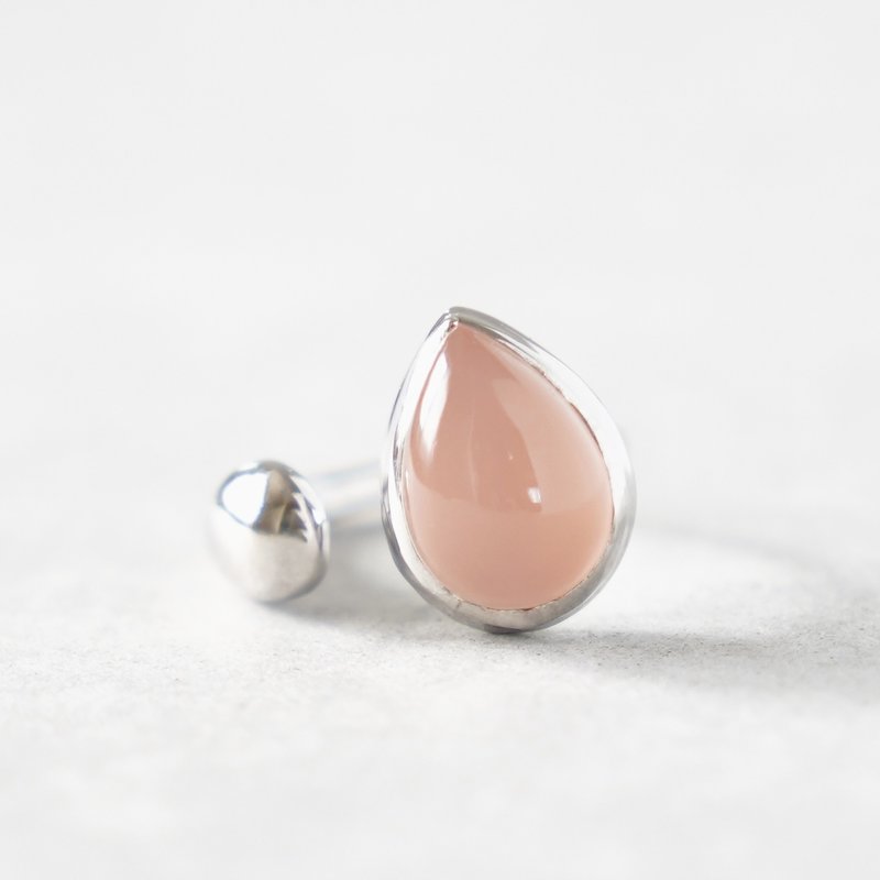 蓝晶石梨形开口戒指．银饰 / 台湾本岛包邮 - 戒指 - 纯银 粉红色