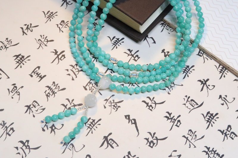 5-6mm 天河石佛珠216 白水晶配珠 和田玉佛头珠 - 其他 - 宝石 蓝色