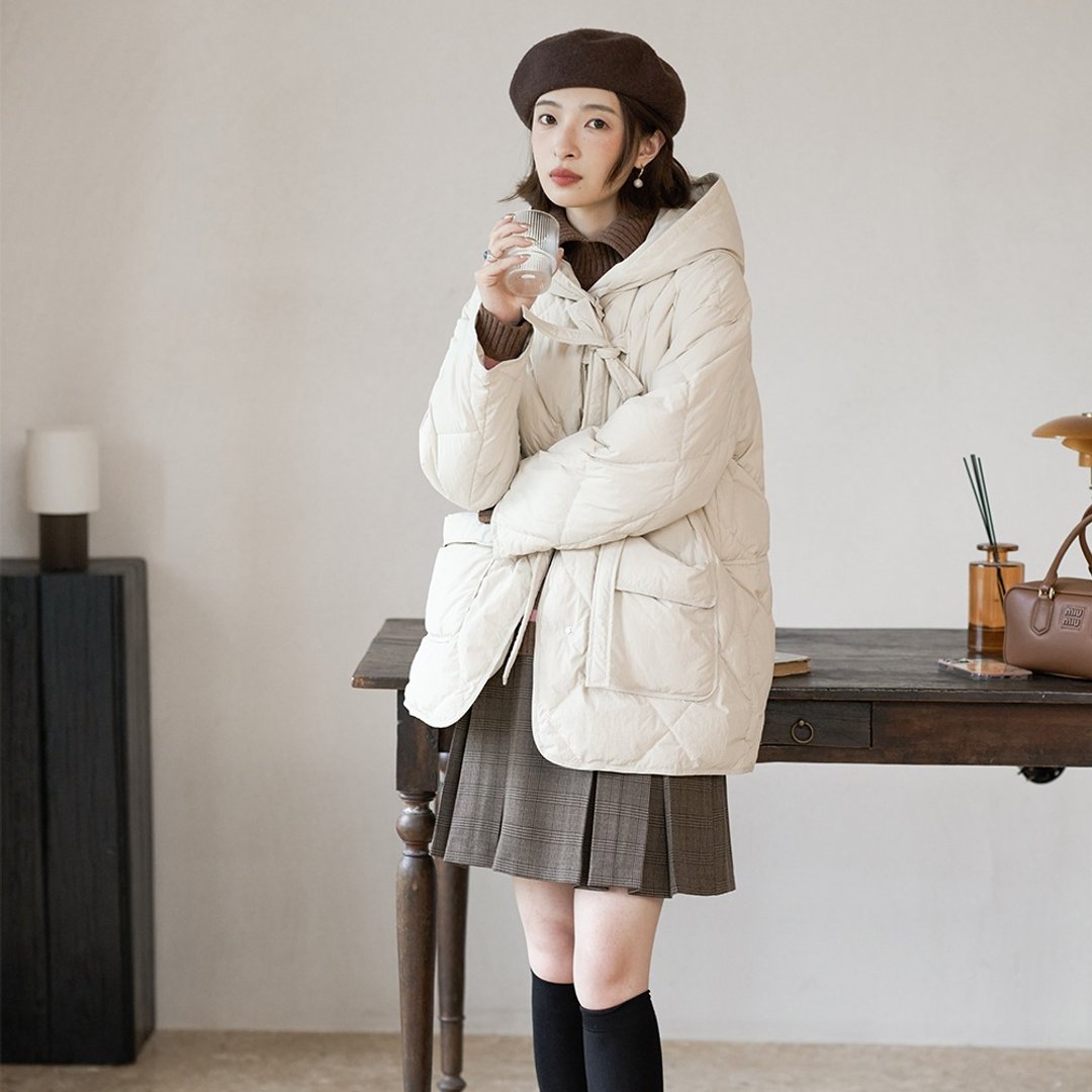 中长款系带羽绒服|外套|两色|秋冬款|Sora-1336 - 女装休闲/机能外套 - 其他人造纤维 多色