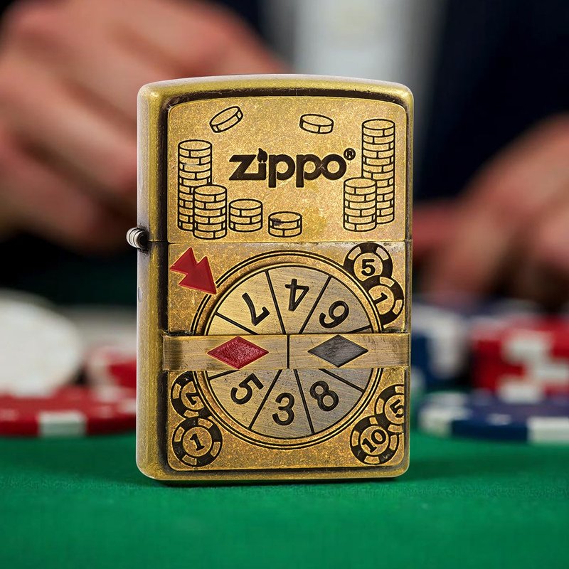 【ZIPPO官方旗舰店】数字轮盘(仿古金)防风打火机 ZA-6-O33 - 其他 - 铜/黄铜 金色