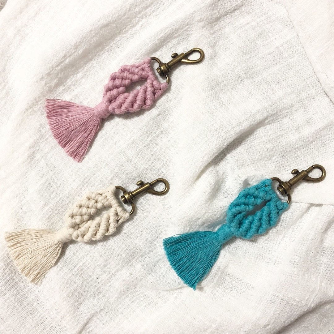 macrame 编织 我是一只鱼吊饰/钥匙圈 圣诞礼盒 婚礼小物 - 吊饰 - 棉 白色