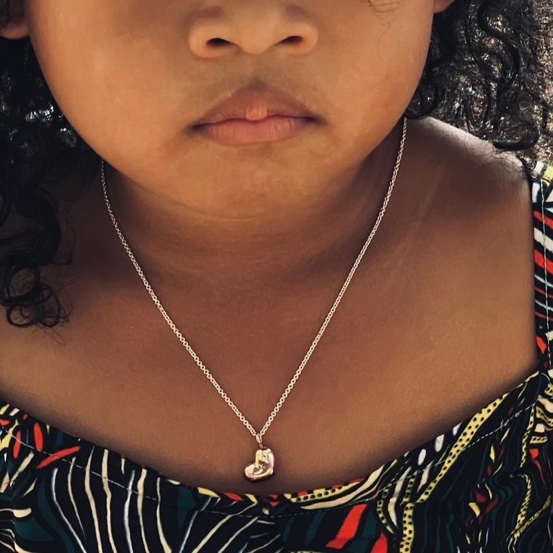 幸运心-爱心造型黄铜坠饰搭纯银项链,青冶金工手作的诗,幸福中 - 项链 - 铜/黄铜 