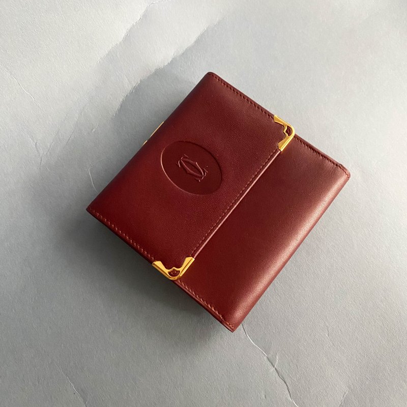 中古Cartier卡地亚│古着│钱包│短银包│短夹│零钱包│卡片套 - 皮夹/钱包 - 真皮 红色