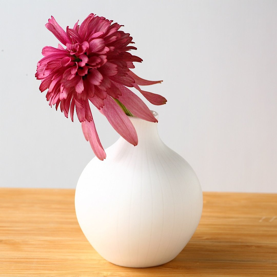 Small white pottery flower vase - 花瓶/陶器 - 陶 白色