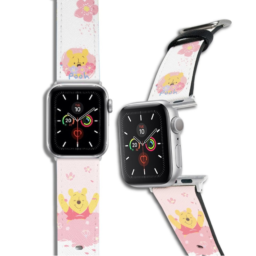迪士尼系列 Apple Watch 皮革表带 粉萌缤纷维尼01 - 表带 - 人造皮革 粉红色