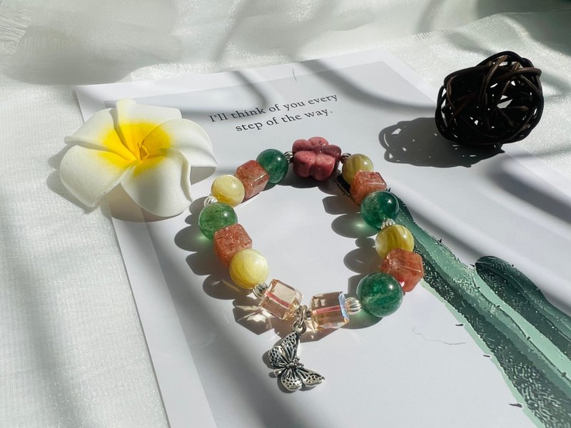 黄金云母金太阳绿草莓蔷薇辉设计款手链 - 手链/手环 - 水晶 多色