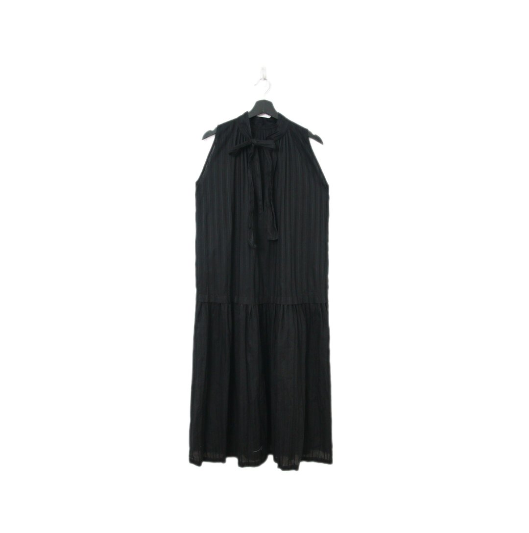 Back to Green-复古长洋装 纯黑蝴蝶结 Ls-55//vintage dress - 洋装/连衣裙 - 棉 