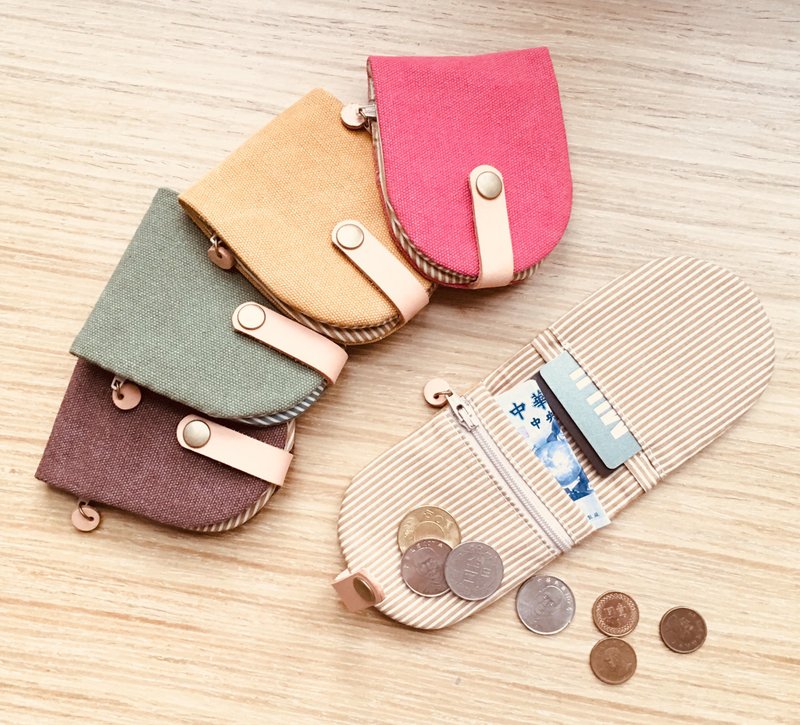 掌心钱包。4色。双卡袋层。拉链零钱袋。纸钞层 - 皮夹/钱包 - 棉．麻 绿色