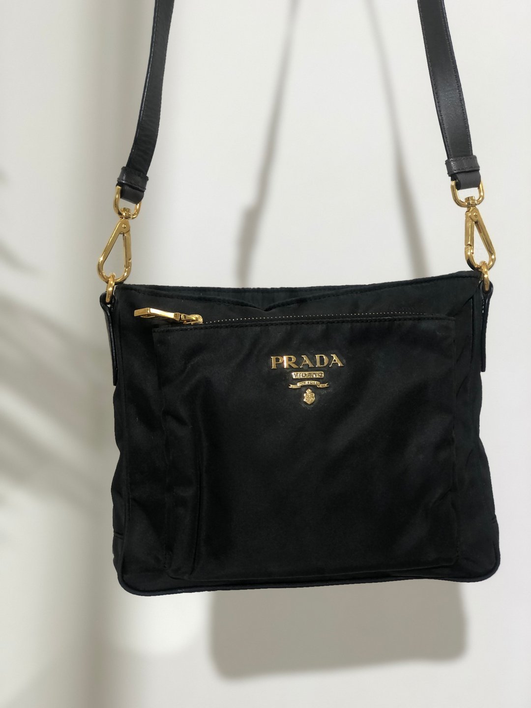 【 日本直送 名牌中古包 】PRADA 普拉达 Logo 尼龙 Saffiano 迷你包 肩背包 棕色 vintage eu2jv5 - 侧背包/斜挎包 - 尼龙 黑色