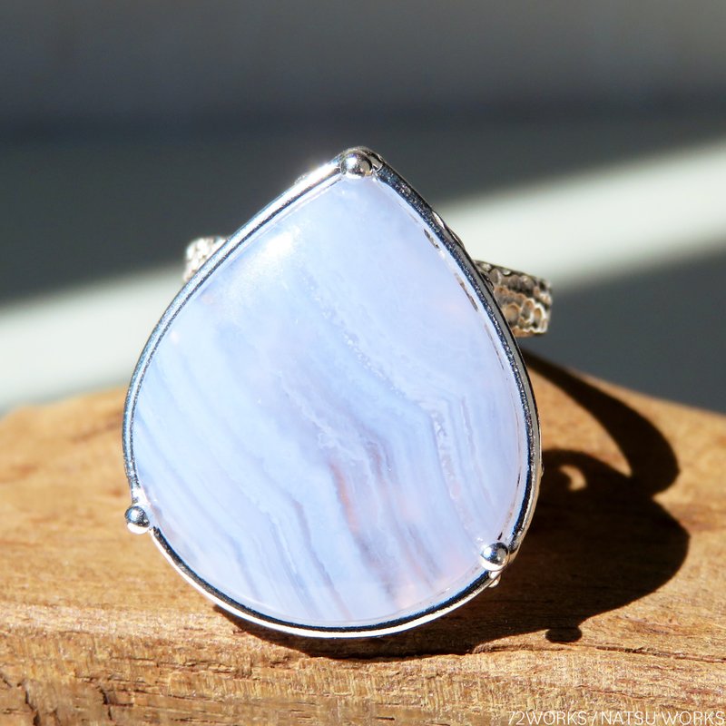 Blue Lace Agate Ring - 戒指 - 宝石 蓝色
