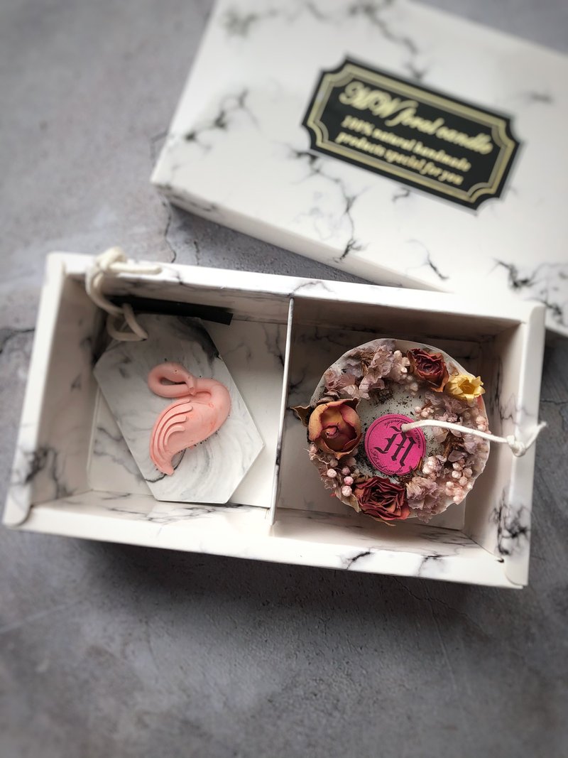 浪漫礼盒2件组/干燥花蜡烛/扩香吊饰/交换礼物 - 香薰/精油/线香 - 精油 