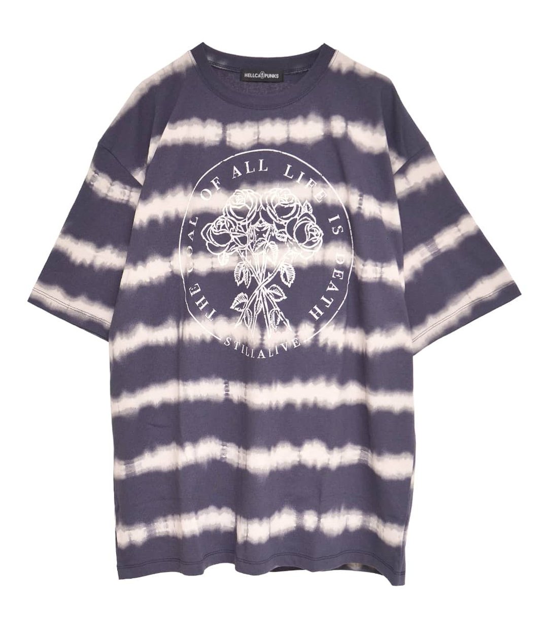 拔染印花边框T恤/黑/白/F尺寸/hellcatpunks/hcp-t-0140 - 女装 T 恤 - 棉．麻 黑色