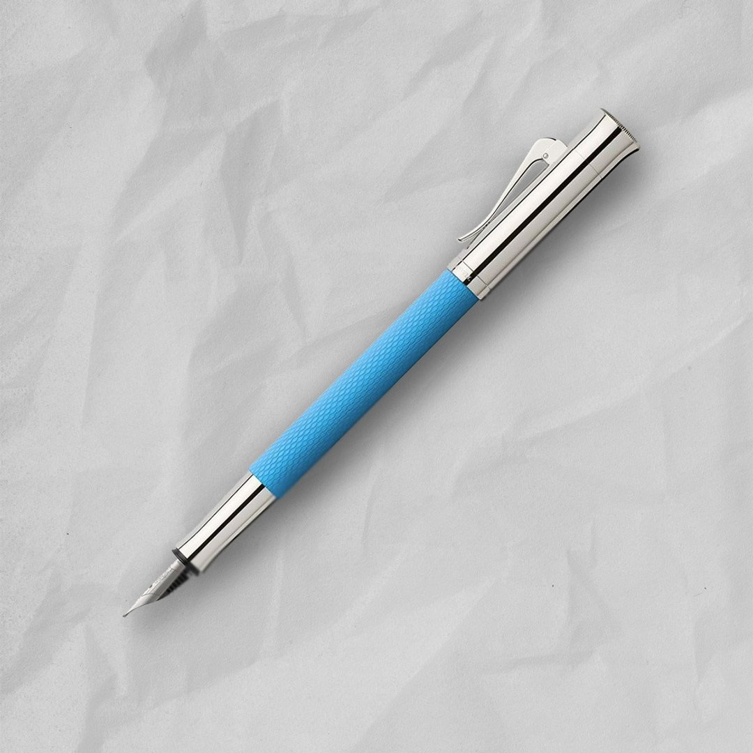 【Graf von Faber-Castell】 绳纹饰 钢笔-海湾蓝 F尖 VIP刻字 - 钢笔 - 树脂 蓝色