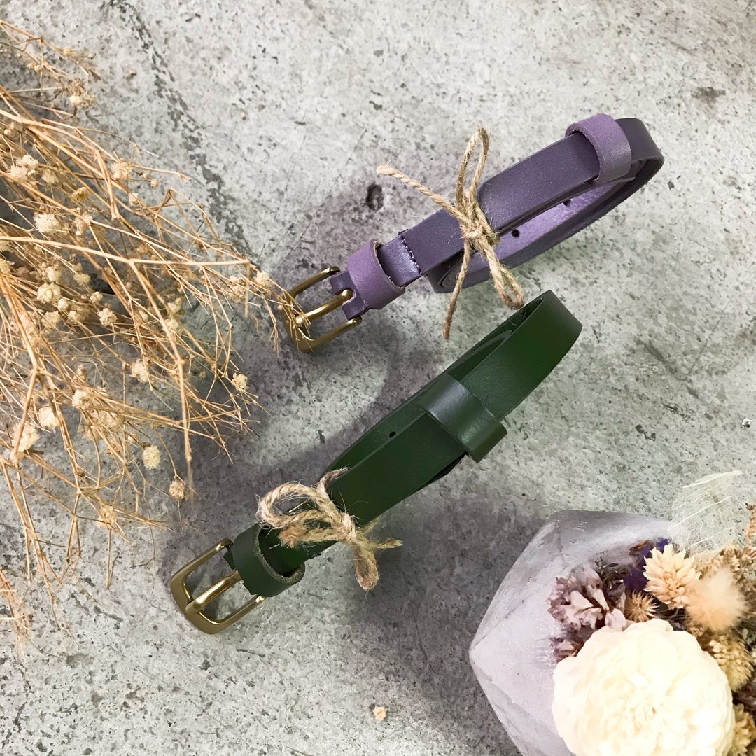 细版真皮女带1.6 厘米宽 共9色 手工皮革 定制化礼物 腰带 - 皮带/腰带 - 真皮 