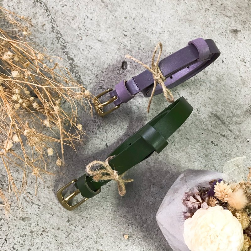 细版真皮女带1.6 厘米宽 共9色 手工皮革 定制化礼物 腰带 - 皮带/腰带 - 真皮 