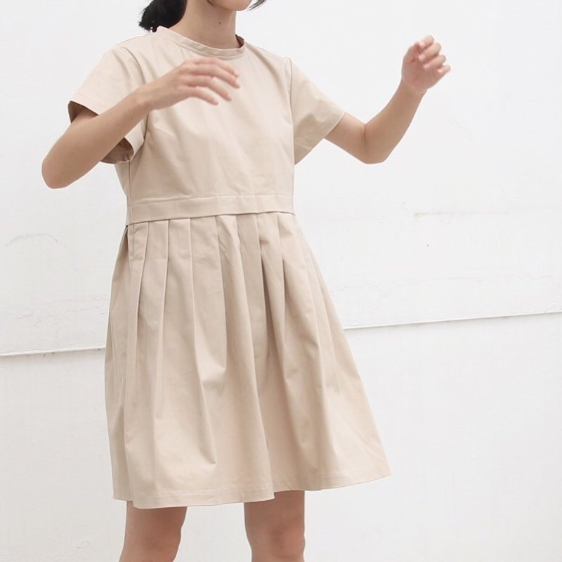 WENDY DARLING DRESS - 洋装/连衣裙 - 棉．麻 卡其色