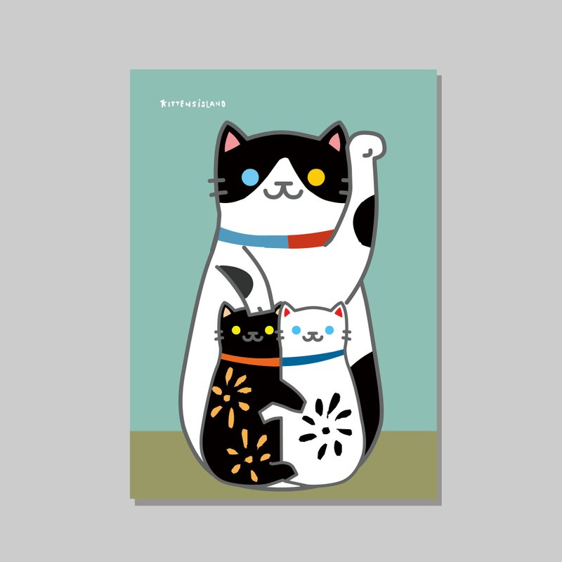 原创A3海报/招财猫_黑白三猫/设计/猫咪/装饰画 - 海报/装饰画/版画 - 纸 