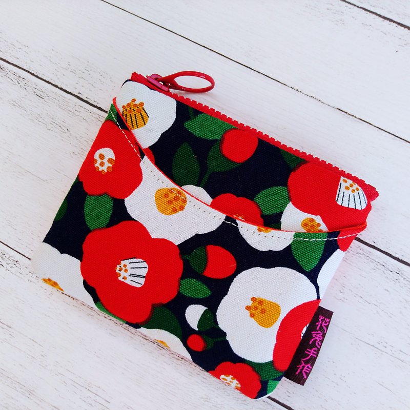 红白椿花 微笑包 卡片包 零钱包 哔卡包 - 零钱包 - 棉．麻 红色