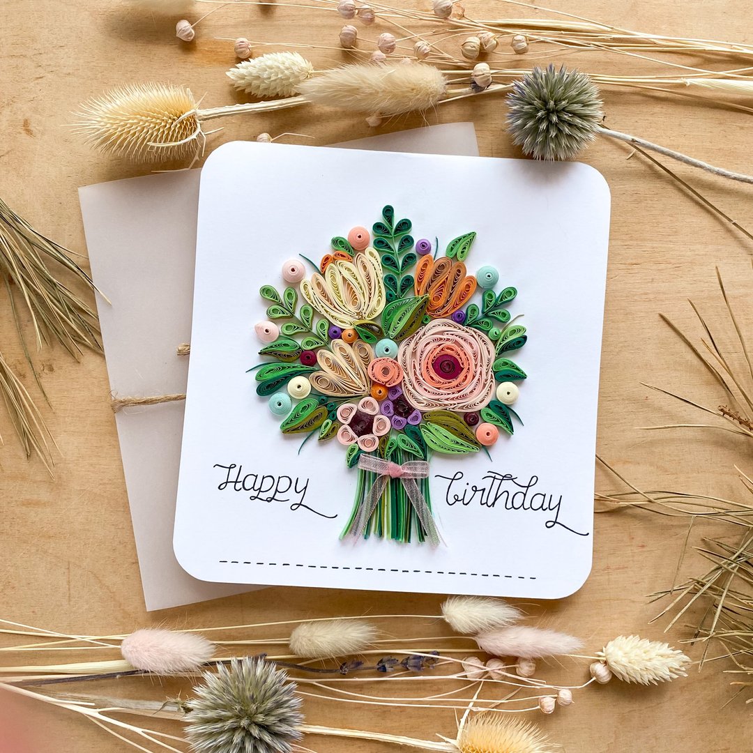 祝福卡 - 节日花束 - 生日快乐 - 卡片/明信片 - 纸 多色