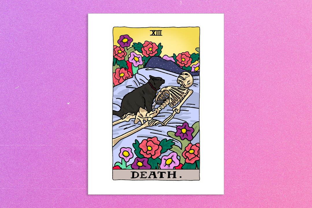 Death Funny Tarot Cat Skeleton Meme Art Poster - 海报/装饰画/版画 - 纸 