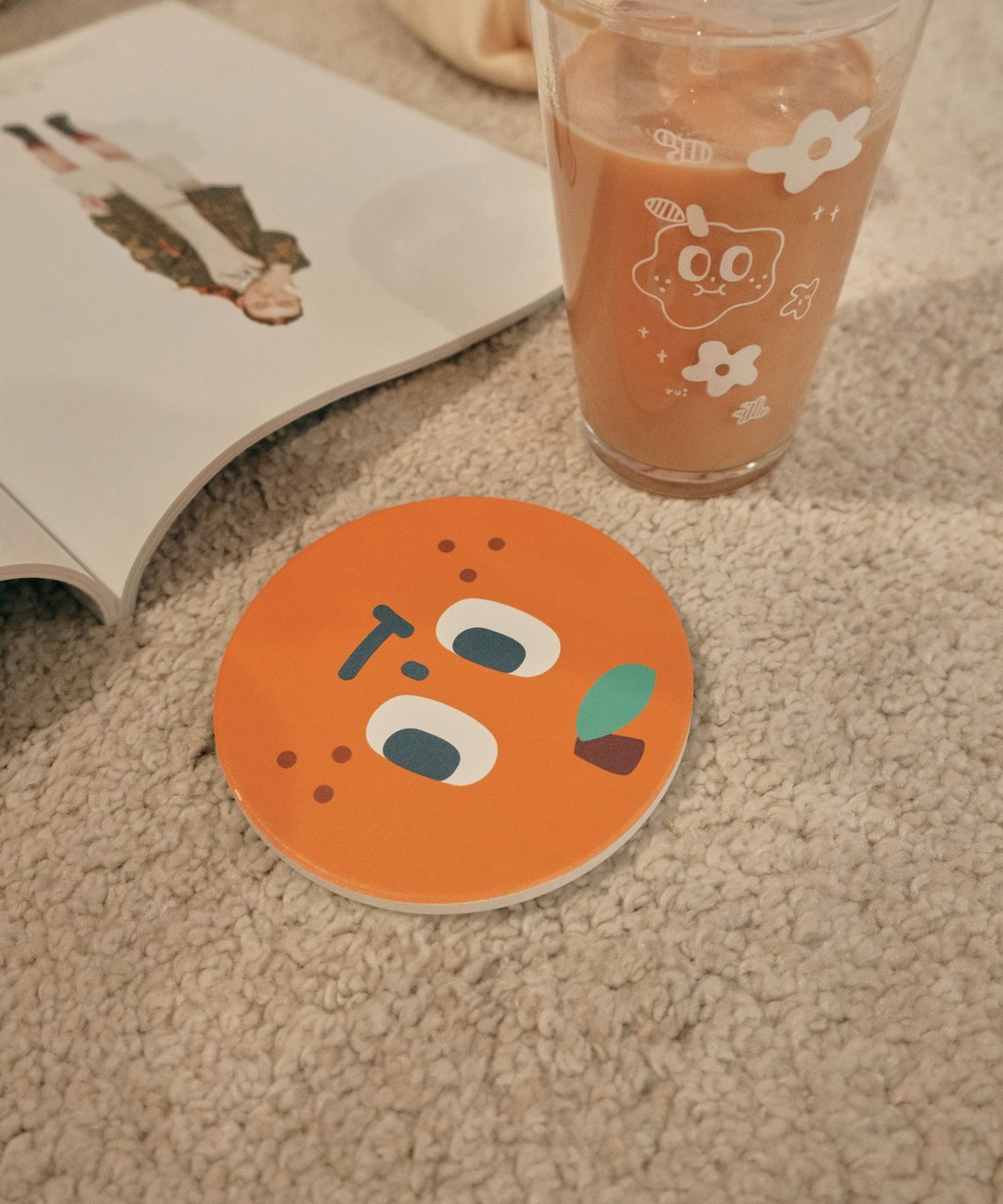 桔利 陶瓷吸水杯垫 - 杯垫 - 陶 橘色