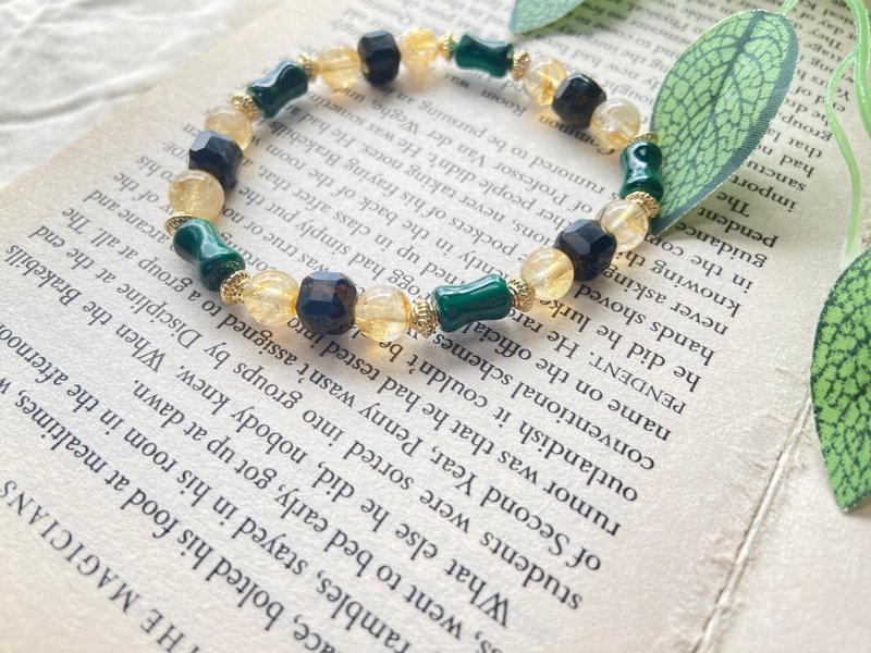 强力招财。黄塔晶/黄虎眼方糖/孔雀石 - 手链/手环 - 水晶 多色