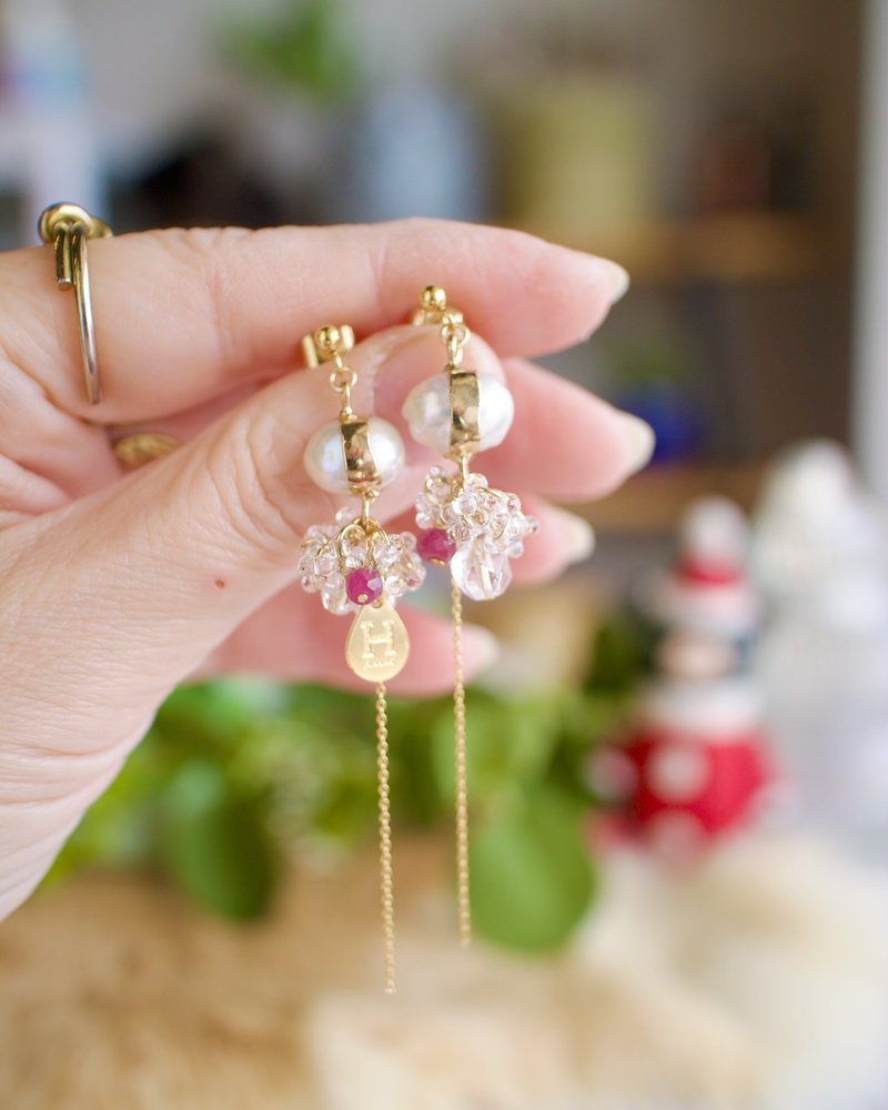 罂粟籽珍珠耳针式耳环 - 耳环/耳夹 - 珍珠 白色