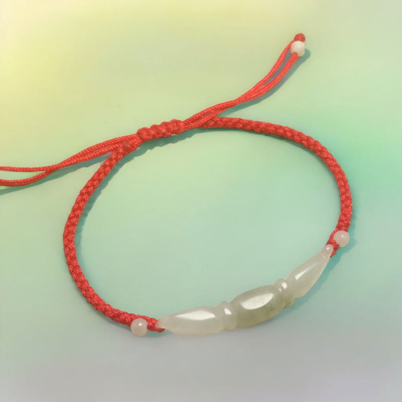 【愿·平安】冰种飘绿莲藕编织手链 | 天然缅甸A货翡翠 | 送礼 - 手链/手环 - 玉石 透明