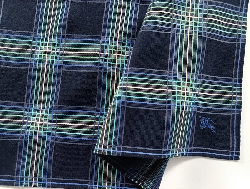 Burberry 古董手帕 织纹彩色条纹 18.5 x 18 英寸 - 手帕/方巾 - 棉．麻 绿色