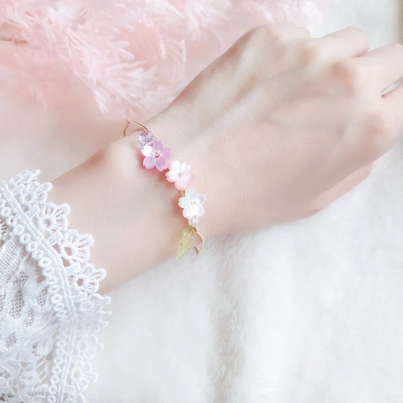 14K包金 手环 樱花 白樱 粉樱 紫樱 气质 日本 少女 礼物 - 手链/手环 - 树脂 粉红色