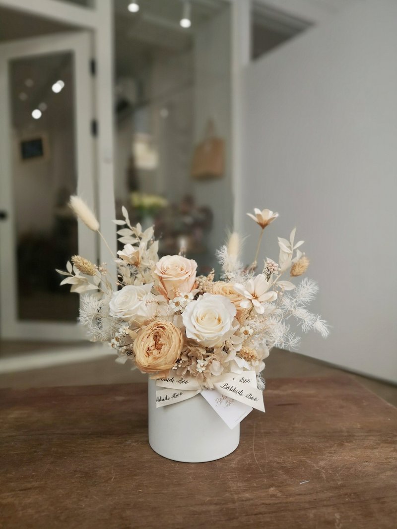 【永生玫瑰花盆花】• 情人节礼物/生日礼物/永生花/永生玫瑰花 - 干燥花/捧花 - 植物．花 橘色