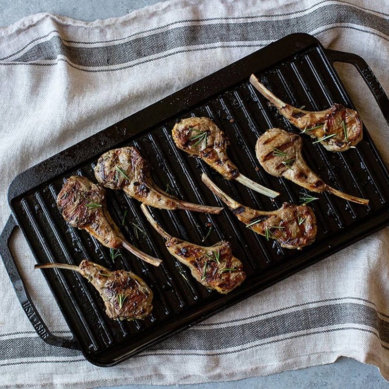 美国LODGE 主厨系列 美国制油切型双面平底/横纹铸铁煎烤盘 - 厨房用具 - 其他金属 黑色