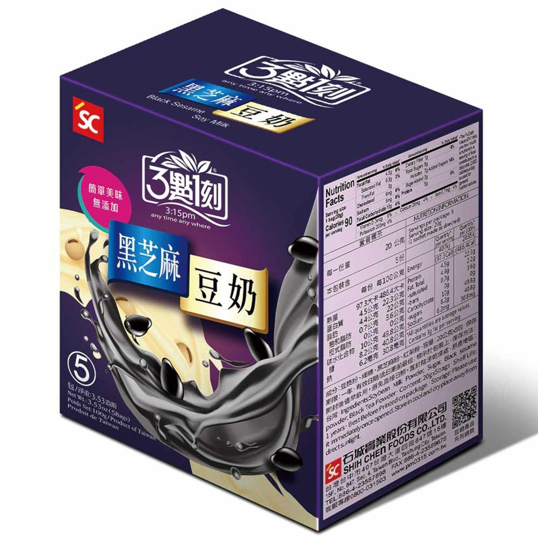 【3点1刻】黑芝麻植物性蛋白饮 (黑芝麻豆奶) 5入/盒 - 奶类/豆浆 - 其他材质 蓝色