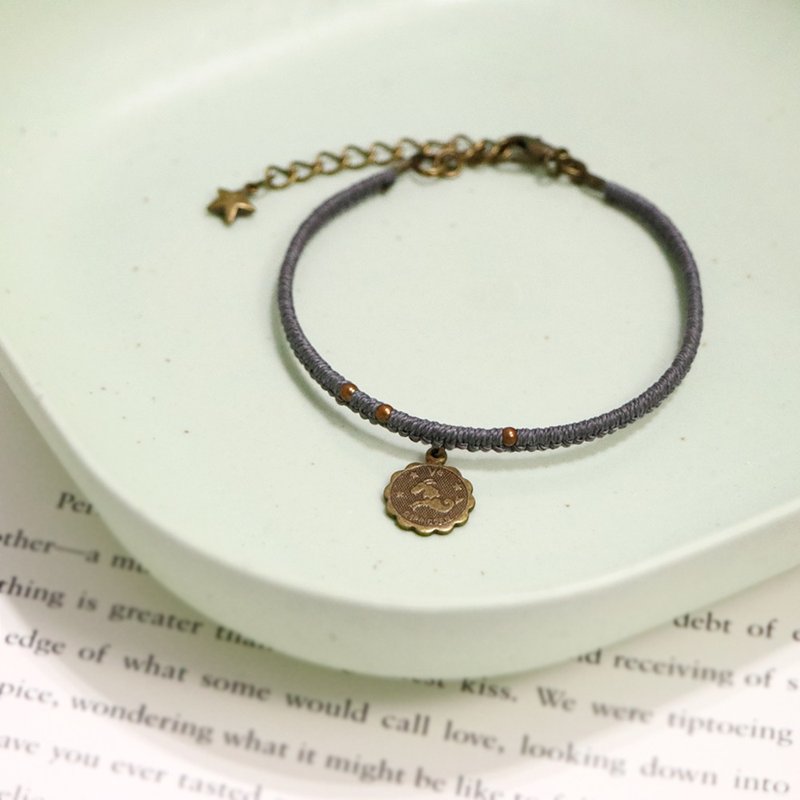 【限量】土象·摩羯座丨定制化礼物 蜡线编织 幸运色 手环-灰色 - 手链/手环 - 蜡 灰色