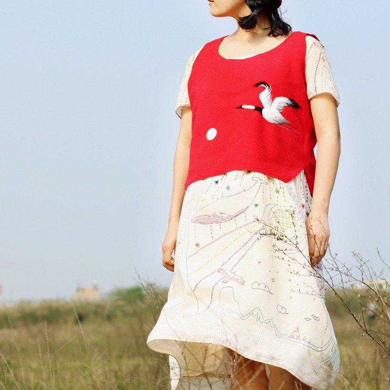 轲人造物原创百搭背心羊毛毡针毡马甲【均码】 - 女装背心 - 其他材质 红色