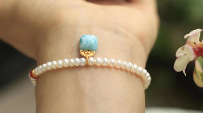 天然淡水真珠。生命灵数9 - 手链/手环 - 宝石 