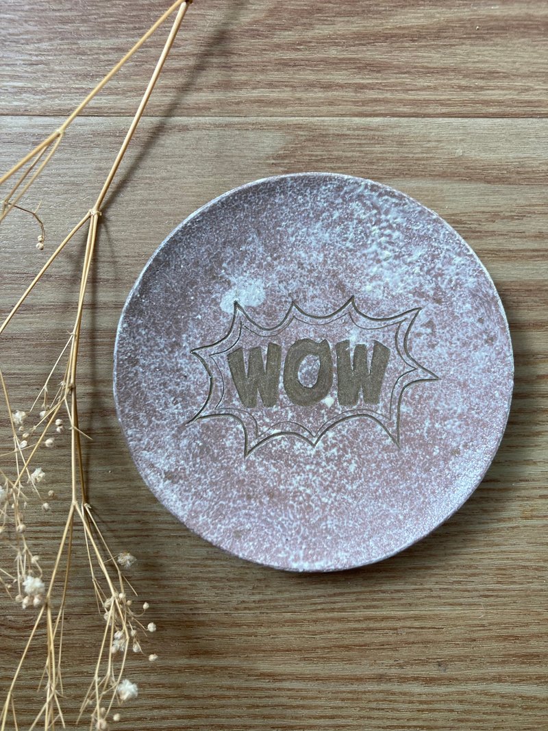 美式漫画风格小盘11cm - 浅碟/小碟子 - 陶 白色