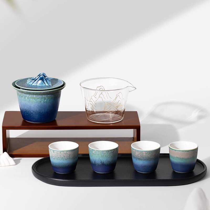 北京故宫博物院千里江山窑变快客杯茶具套装 - 茶具/茶杯 - 陶 