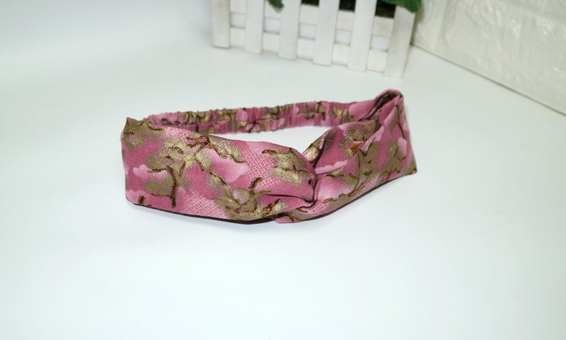 松柏松紧交差款发带 - 发带/发箍 - 棉．麻 粉红色