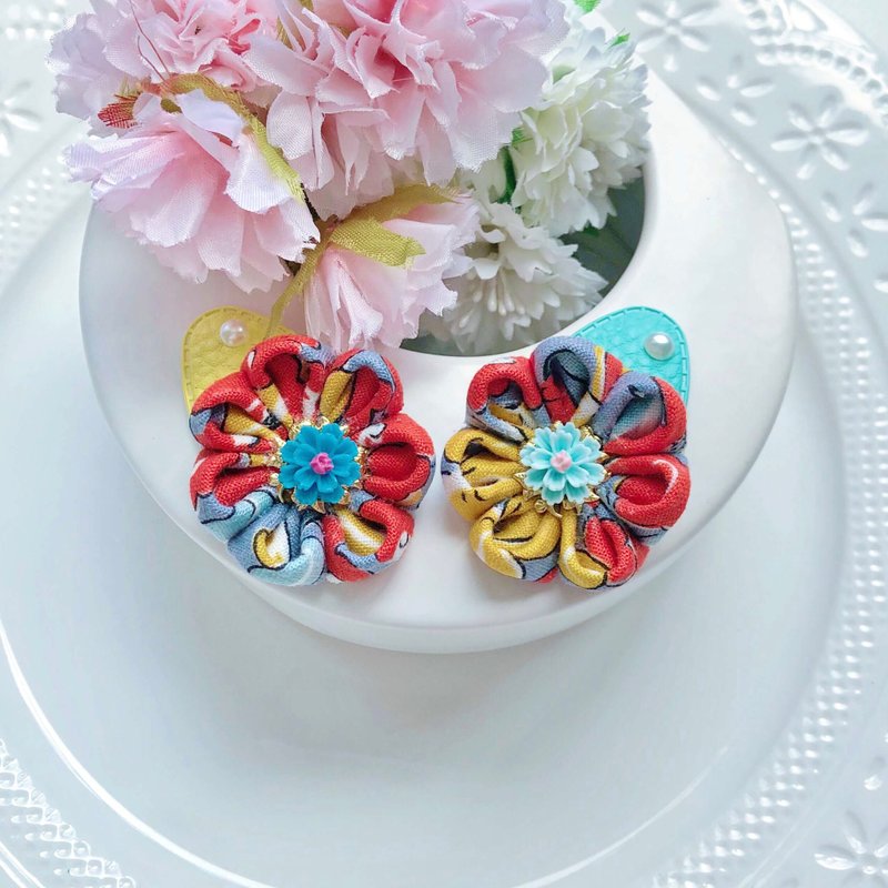 花布个性风荔枝纹宝宝婴儿水滴夹-橘色 - 发饰 - 其他材质 橘色