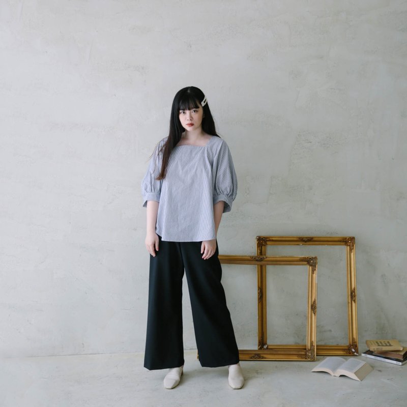 和谐饼干西装直筒裤 - 女装长裤 - 棉．麻 黑色