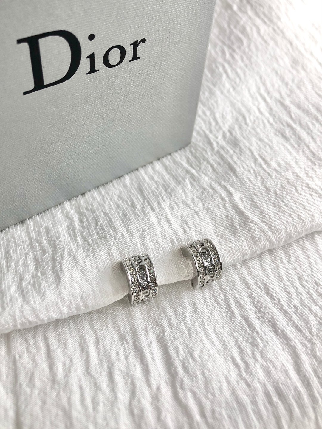 【日本直送 名牌中古包】Christian Dior 克里斯汀·迪奥 耳环 银色 CD Logo 莱茵石 vintage ae6s23 - 耳环/耳夹 - 其他材质 银色