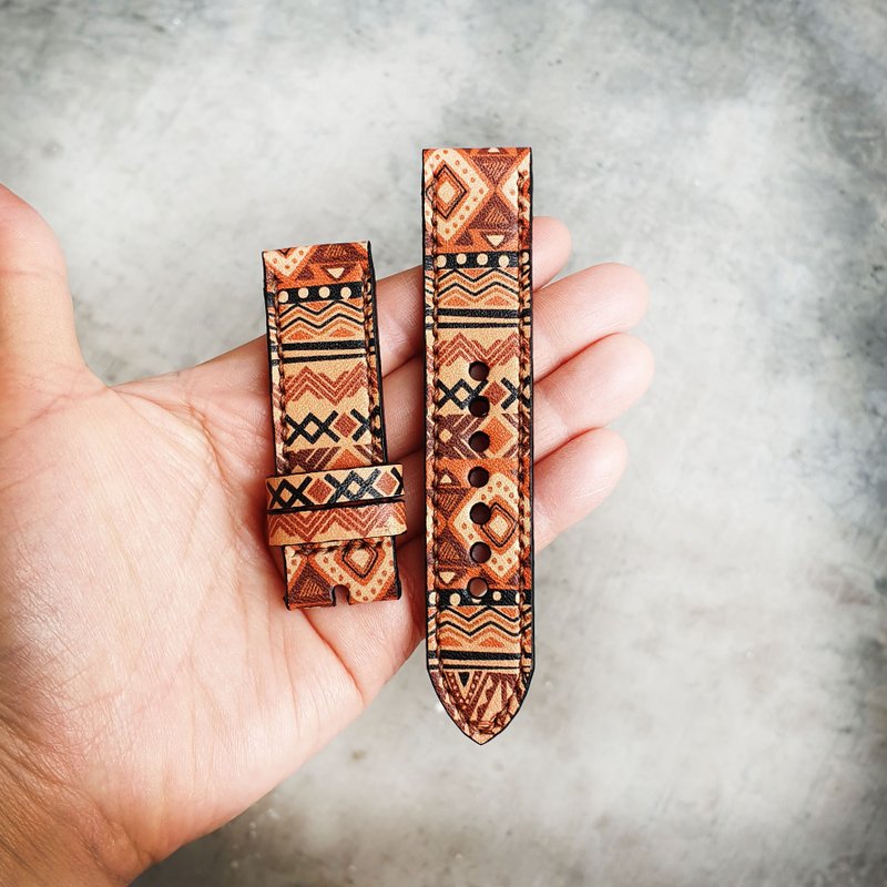 Apple Watch表带炫彩花纹 - 表带 - 真皮 咖啡色