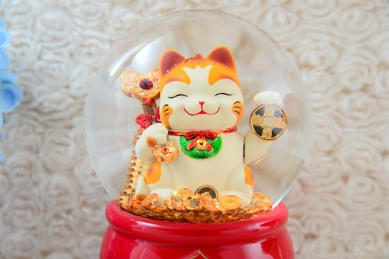 招财猫 水晶球音乐盒 新年祝贺 新年礼物 开店贺礼 生日礼物 - 摆饰 - 玻璃 
