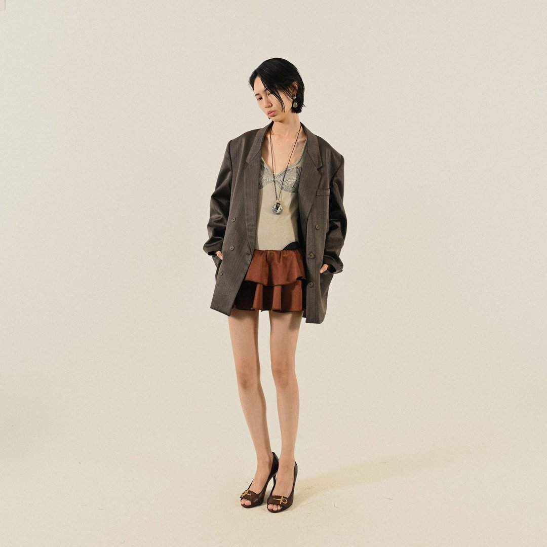 【NaSuBi Vintage】经典轮廓双襟古着西装外套 - 女装西装外套/风衣 - 其他人造纤维 