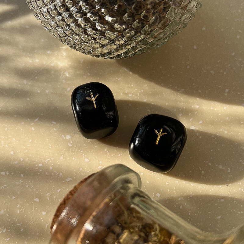 【北欧平安符】卢恩符文守护石 | 强大保护 | 西方御守 - 其他 - 水晶 黑色