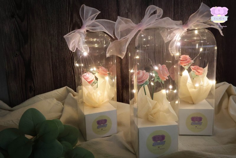 玫瑰梦幻花盒 - 干燥花/捧花 - 粘土 粉红色