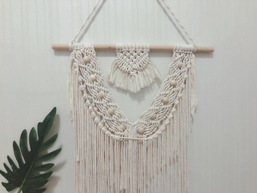 手工编织 macrame 波西米亚流苏串珠客厅卧室装饰挂饰壁挂挂毯 - 墙贴/壁贴 - 棉．麻 